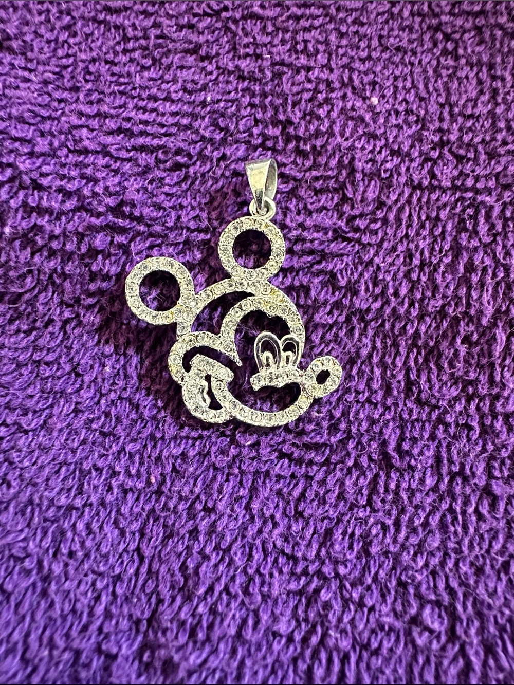 Silver-Tone Mickey Mouse Outline Pendant- Silver